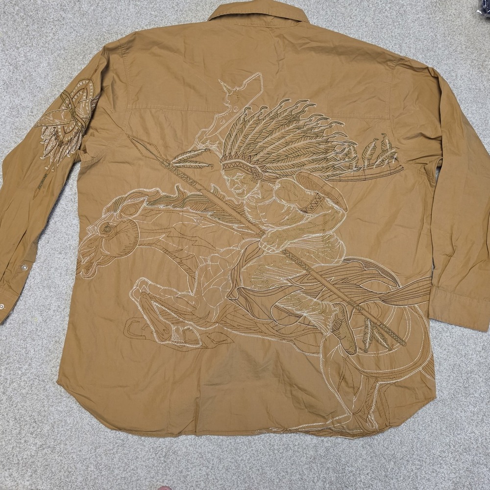 VTG Pelle Pelle Marc Buchanan 3XL Native American Horse Embroidery Shirt Western